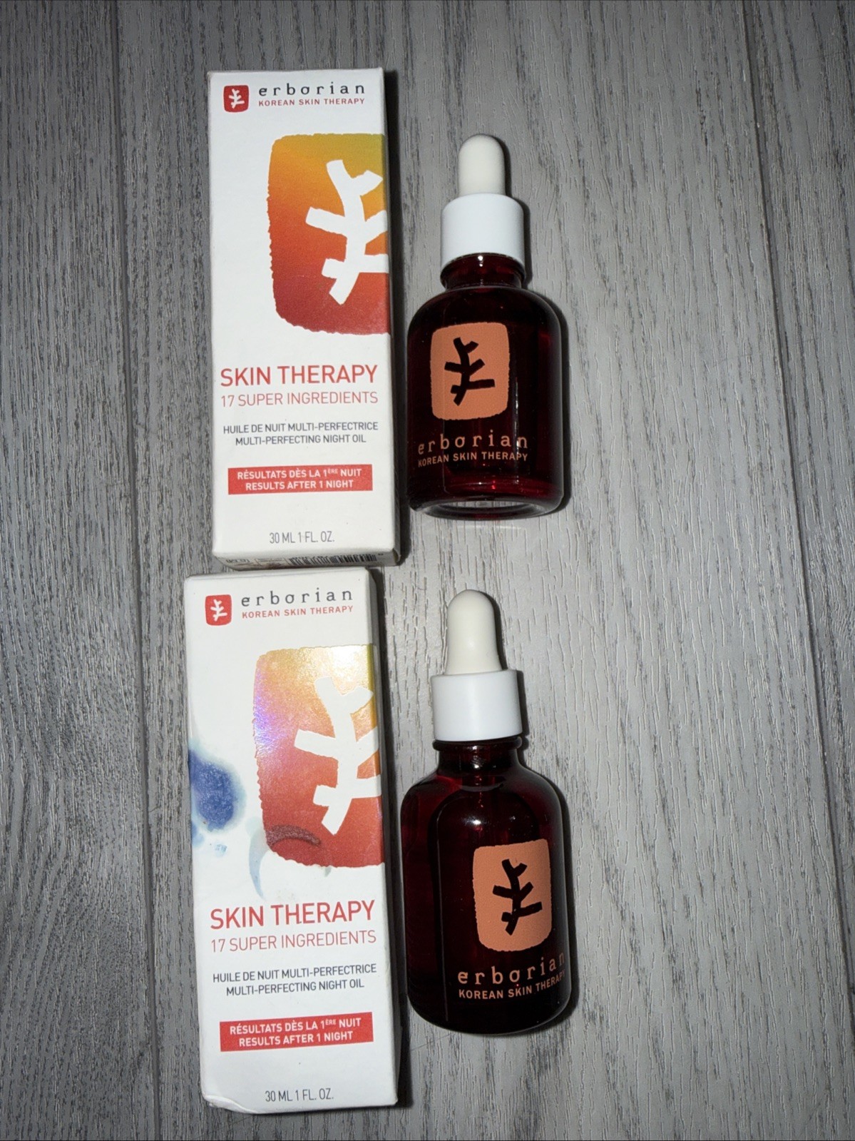 2x erborian SKIN THERAPY Multi-Perfecting Night Oil 10 mL .33 fl oz NIB Lot of 2
