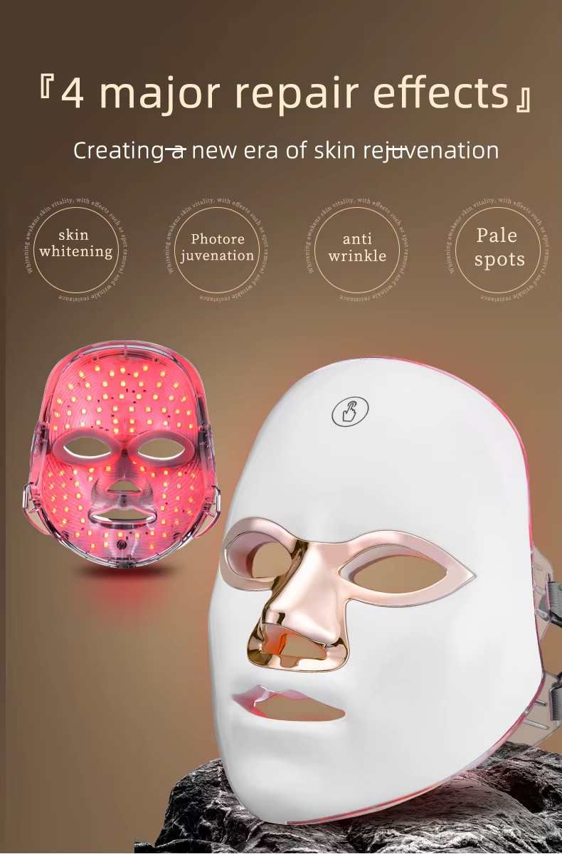 Red Light Therapy LED Face Mask Skin Care Anti Wrinkles Acne Reduction Rose Gold