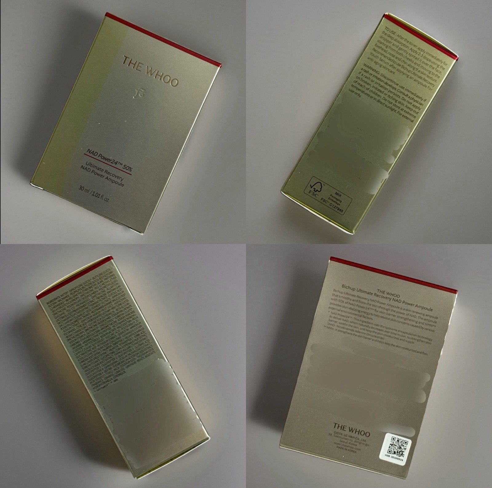 BNIB THE WHOO Ultimate Recovery NAD Power Ampoule Luxury KBeauty 1 oz