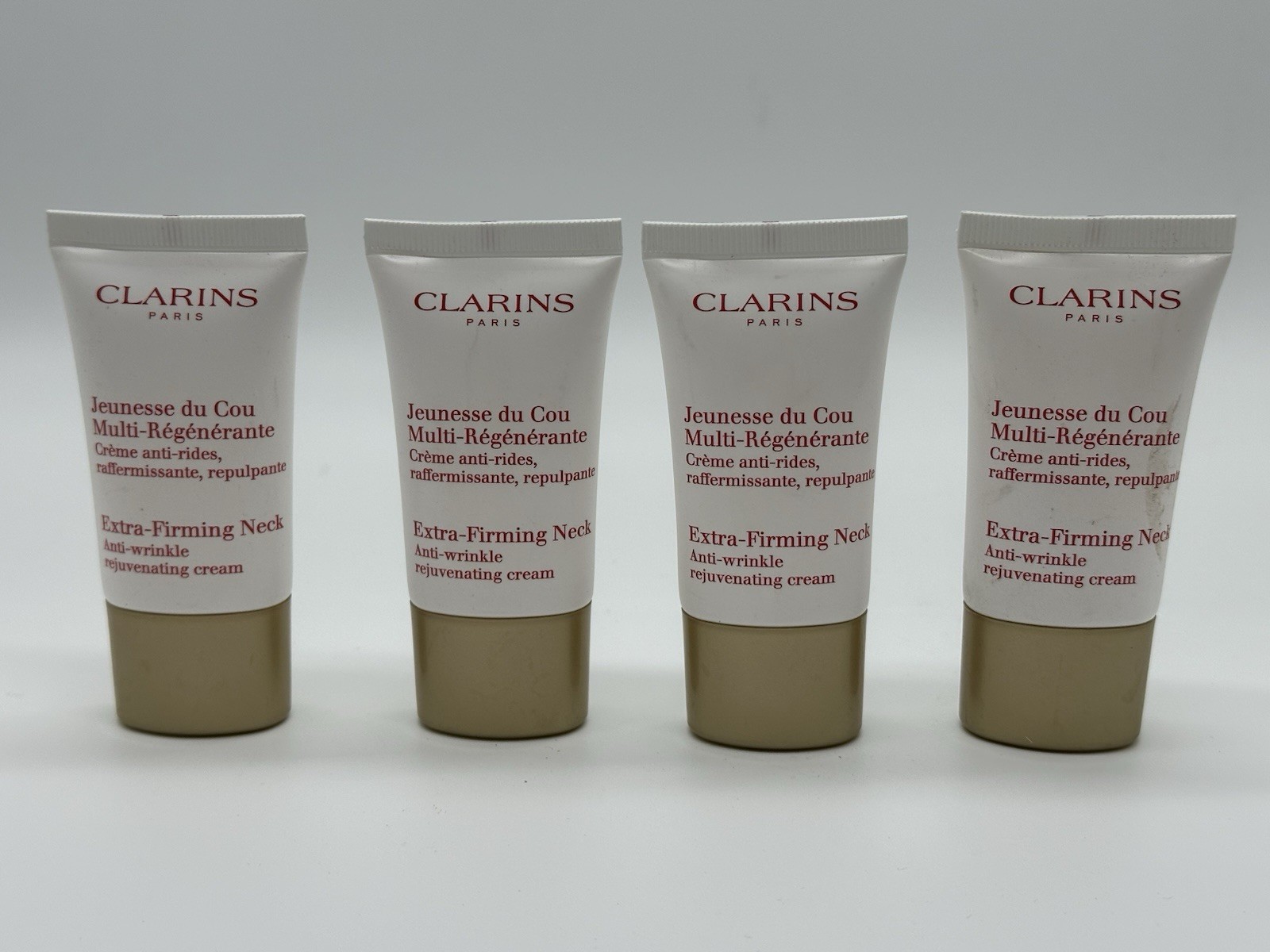 Pack of 4 – Clarins Extra-Firming Neck Anti-Wrinkle Cream – 0.5 Oz NWOB