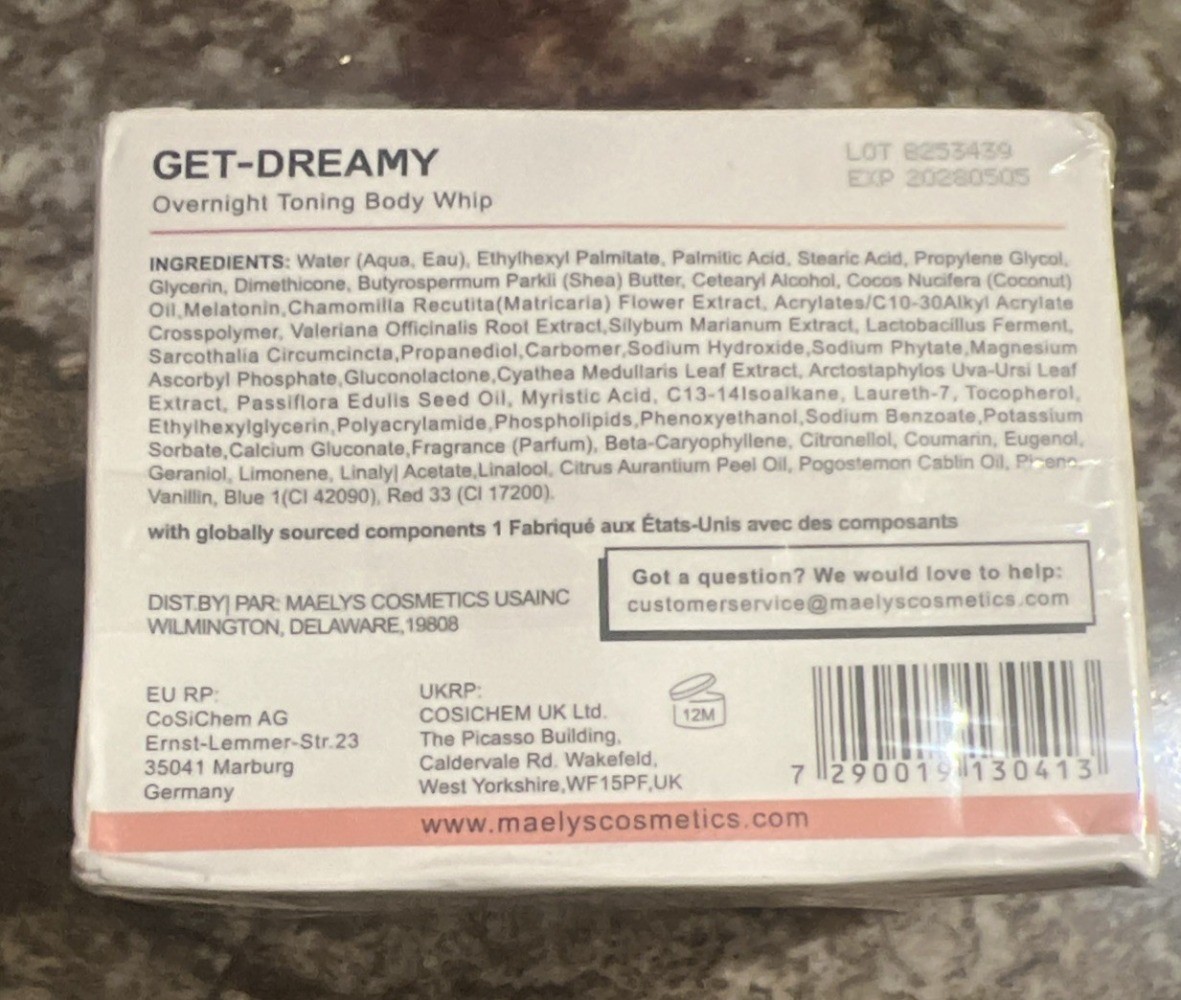 MAELYS GET-DREAMY Overnight Body & Whip 6.8oz/200ml Brand New Comes with Box-