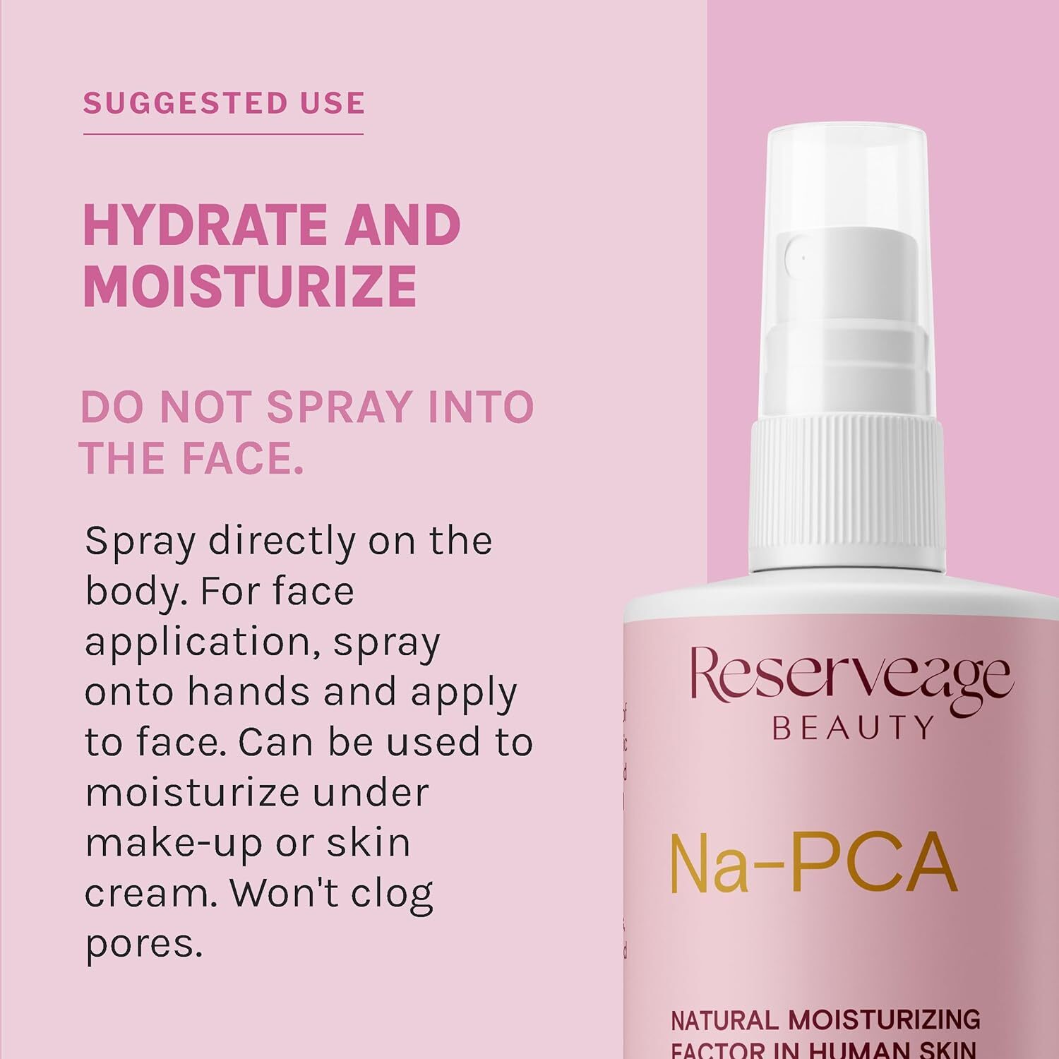 Reserveage Na-PCA Spray Anti Aging Face Moisturizer for Women/Men, 8Fl Oz 2 Pack