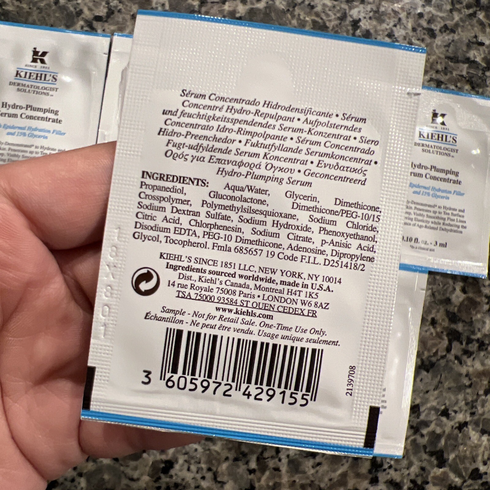 New 7pcs KIEHL’S Hydro Plumping Serum Concentrate 0.1oz / 3ml Each, 21ml Total!