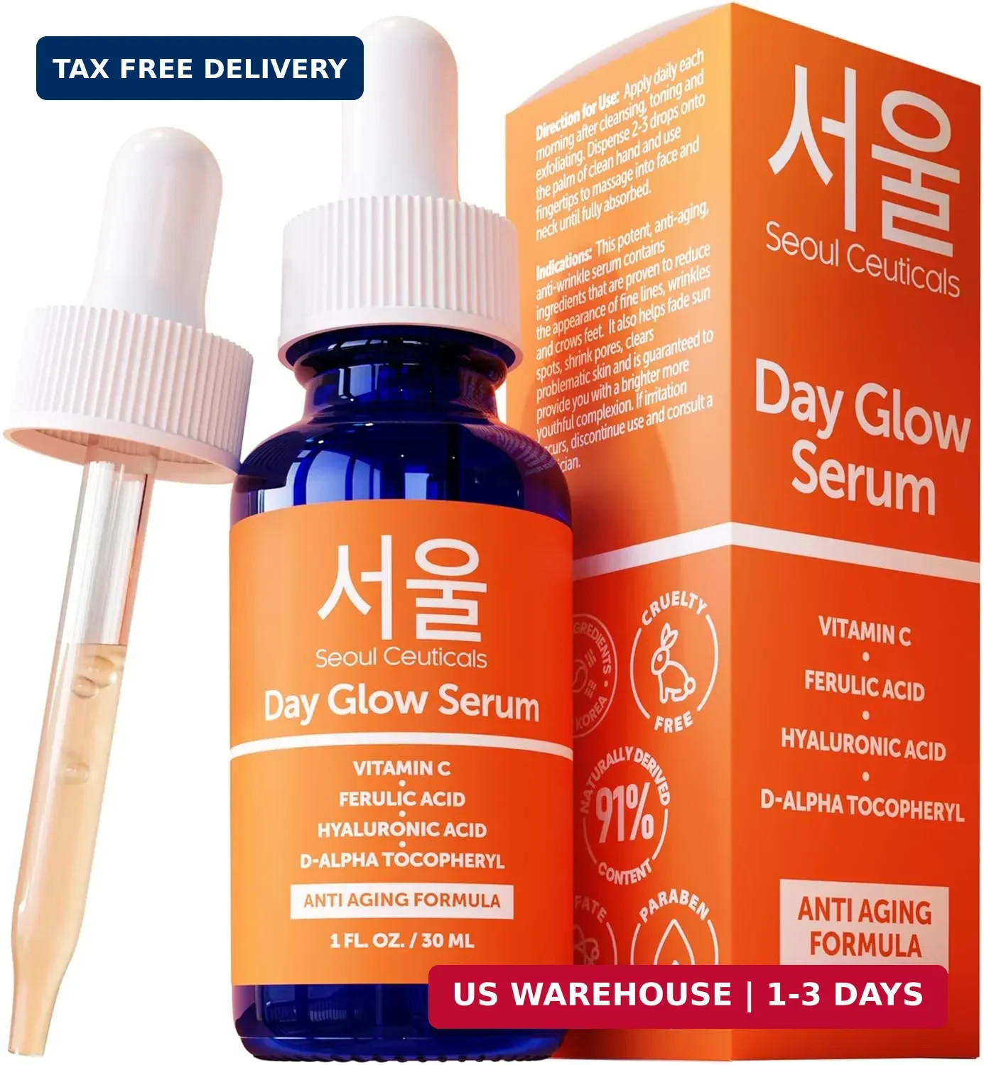 SeoulCeuticals Korean Skin Care Korean- 20% Vitamin C Hyaluronic Acid Serum + CE