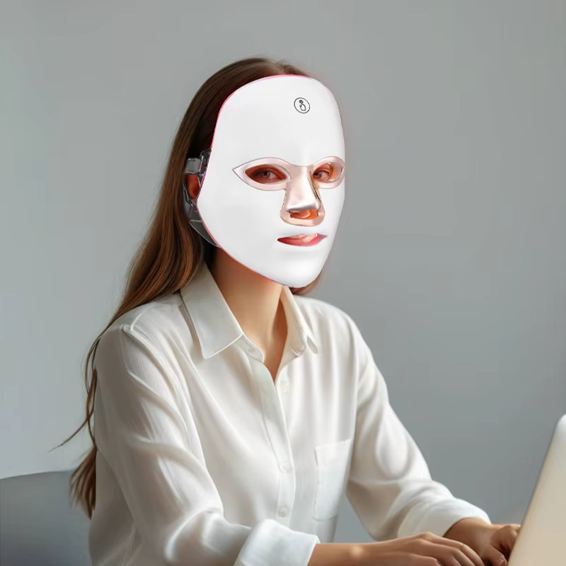 Red Light Therapy LED Face Mask Skin Care Anti Wrinkles Acne Reduction Rose Gold