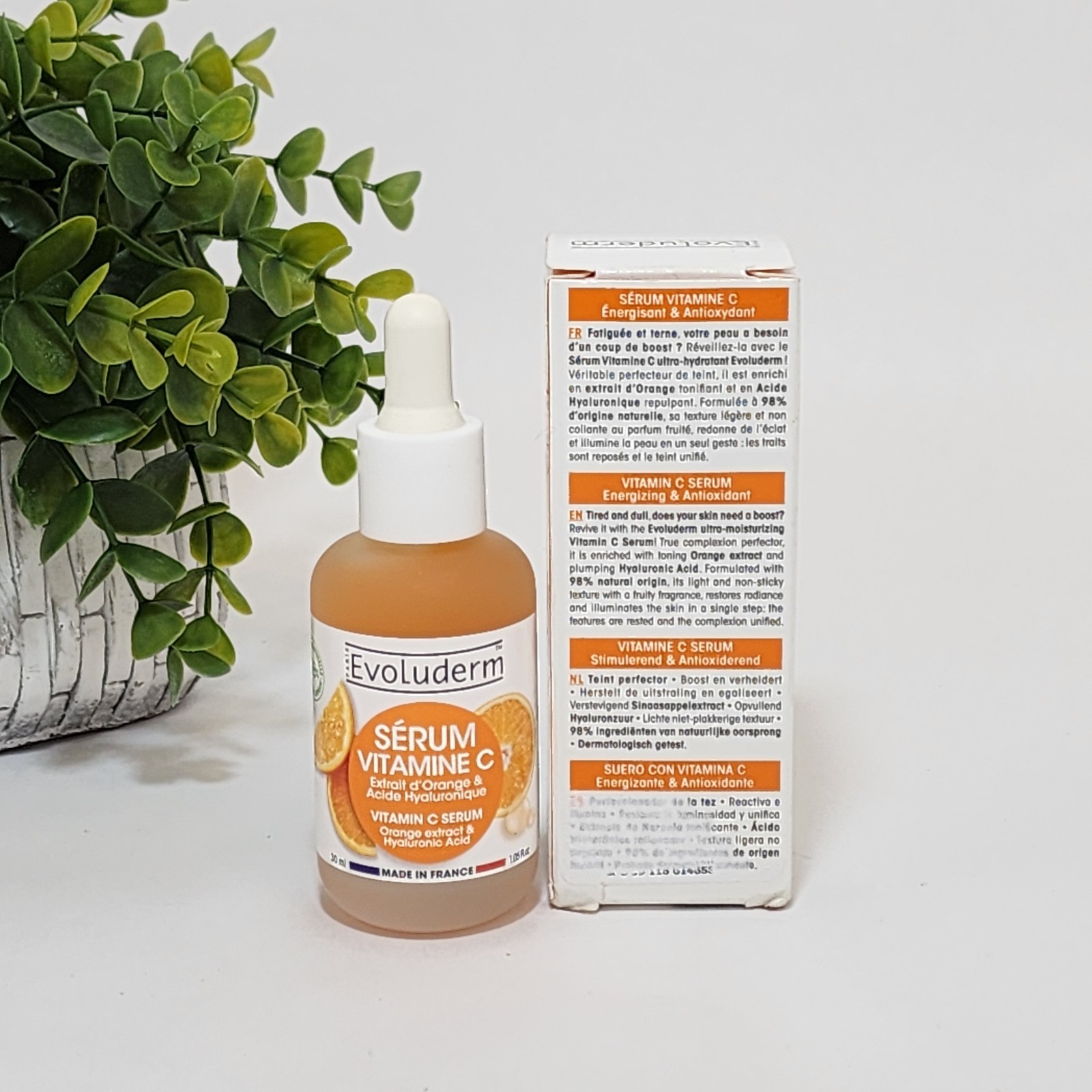 Evoluderm Vitamin C Serum with Orange Extract & Hyaluronic Acid 1.05 fl oz Vegan