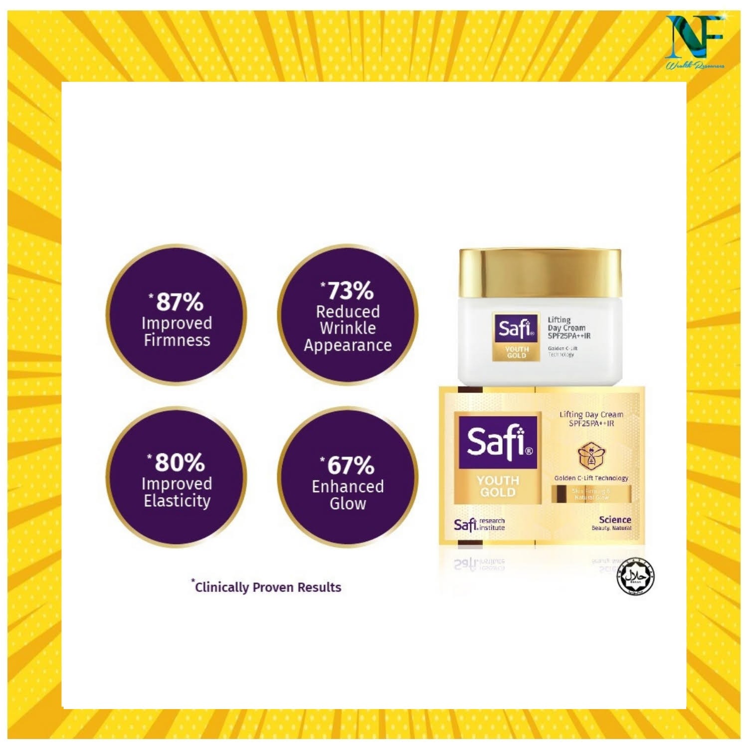 4x 45g Safi Youth Gold Anti Aging Lifting Day Cream SPF37PA+++ IR