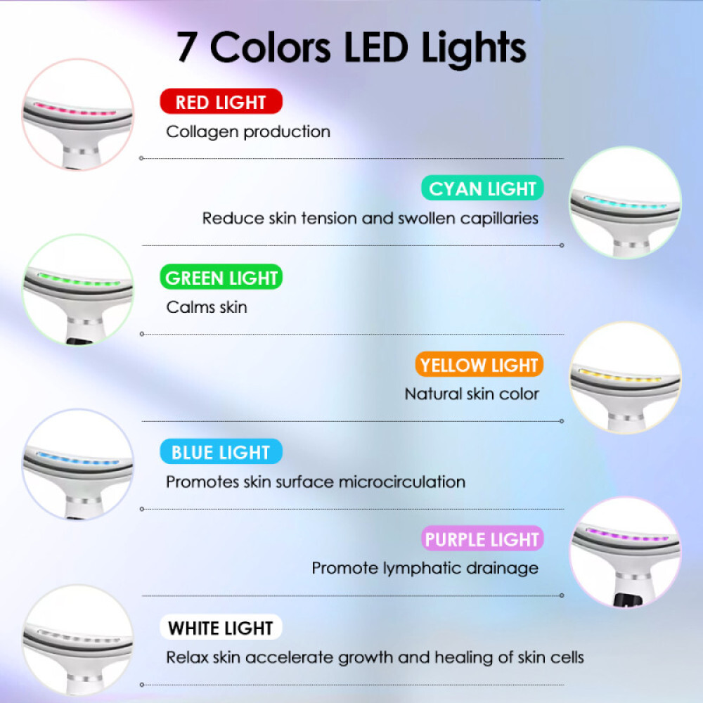 US 7 in 1 Facial Massager LED Light Therapy Face Neck Lift Anti-Wrinkle Device