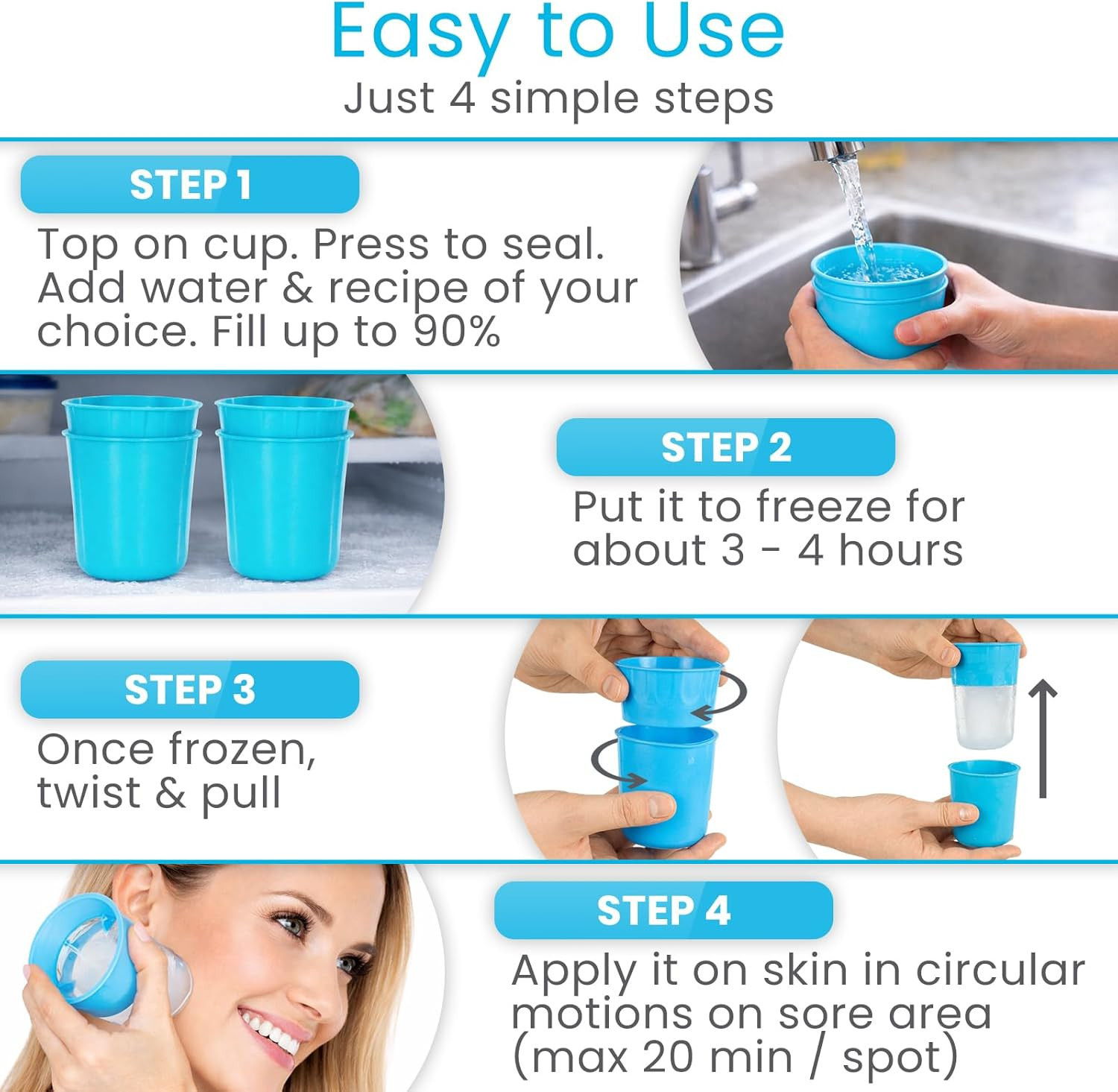 Arctic Flex Ice Roller for Face, Eyes & Neck (2 Pack) – Facial Ice Cube Roller M