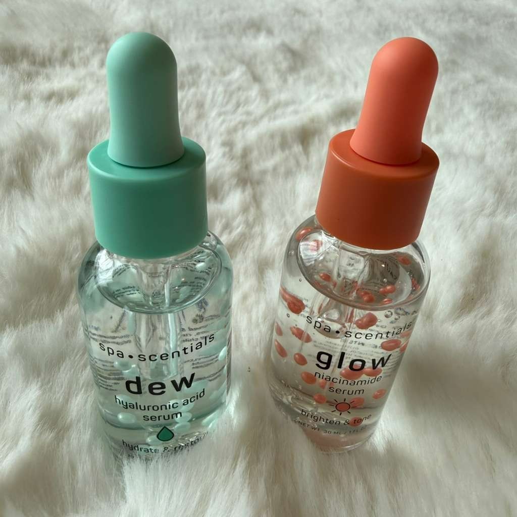 2 Piece Set Spa Scentials Facial Serums Glow, Plump, & Dew 1. fl oz Each New