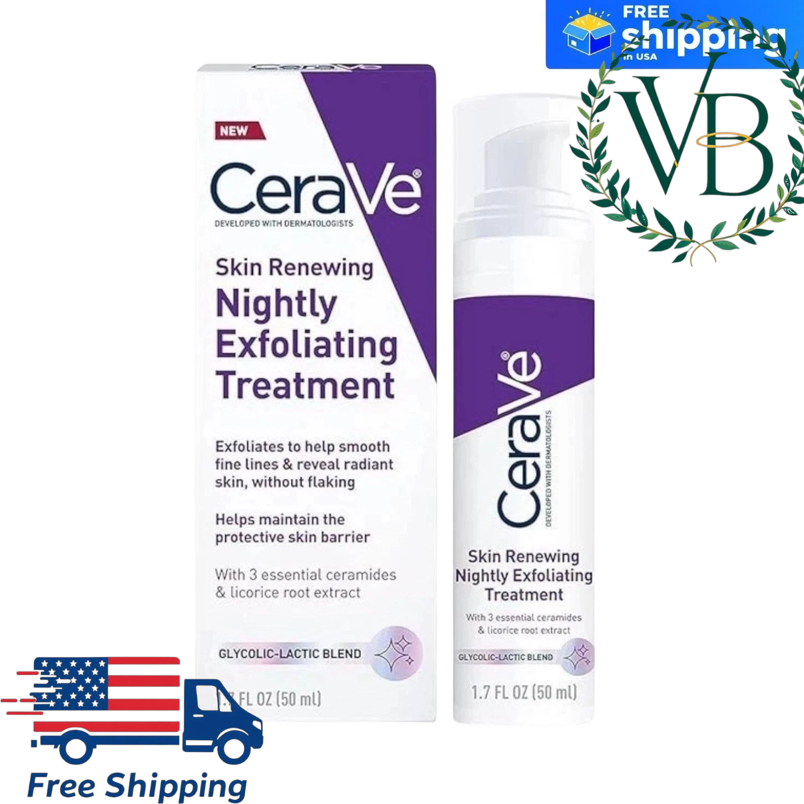 CeraVe Skin Renewing Nightly Exfoliating Treatment Anti Aging Serum for face
