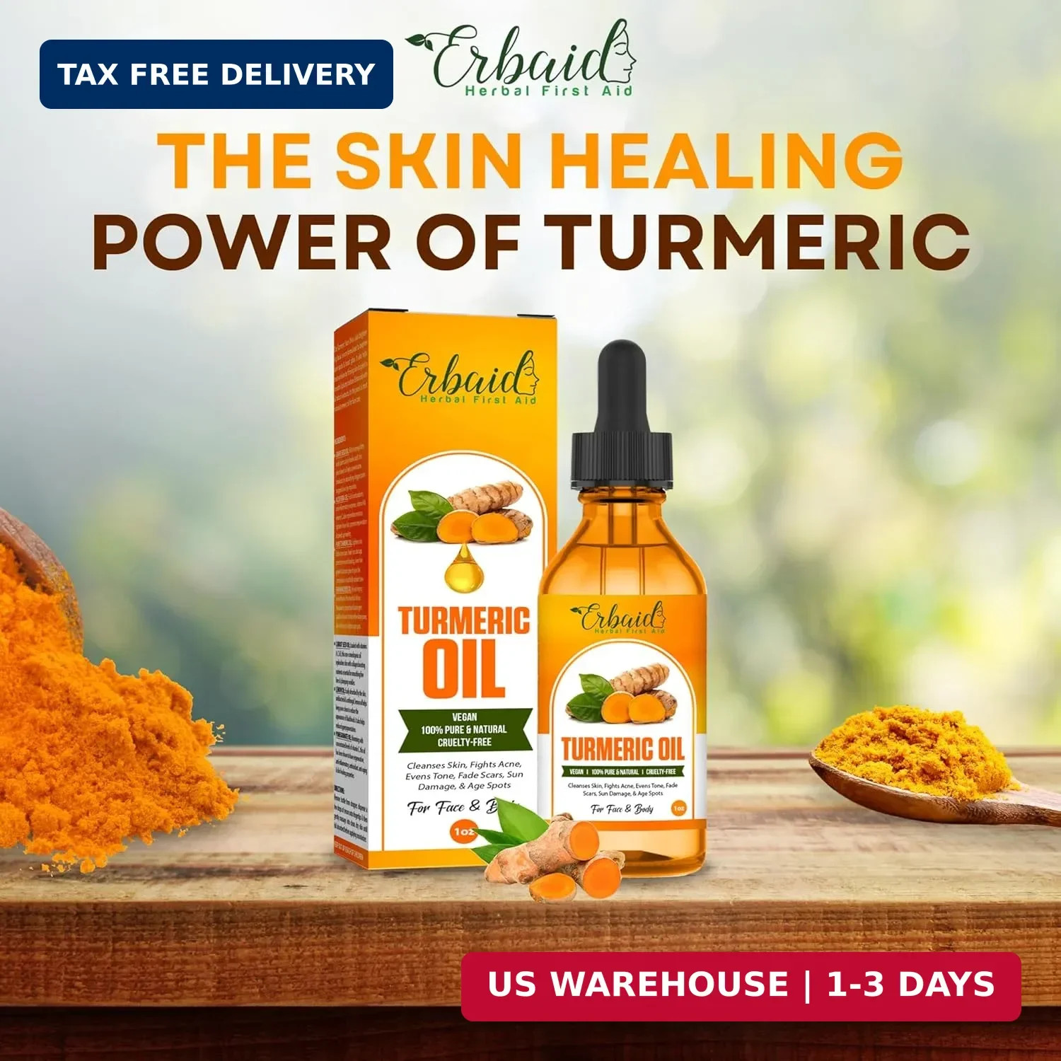 Turmeric Oil – Dark Spot Facial Serum for Face & Body – Natural Skin Brightening