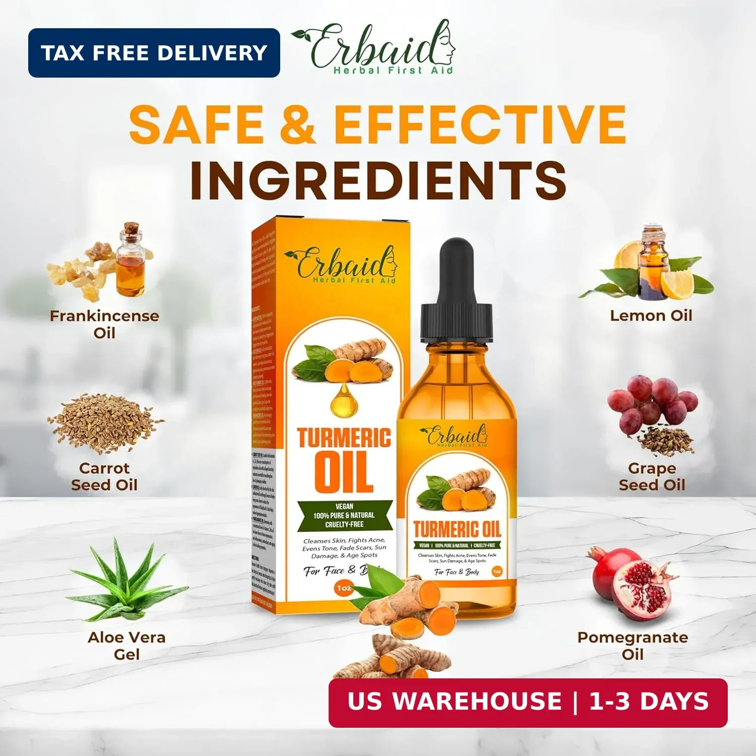 Turmeric Oil – Dark Spot Facial Serum for Face & Body – Natural Skin Brightening