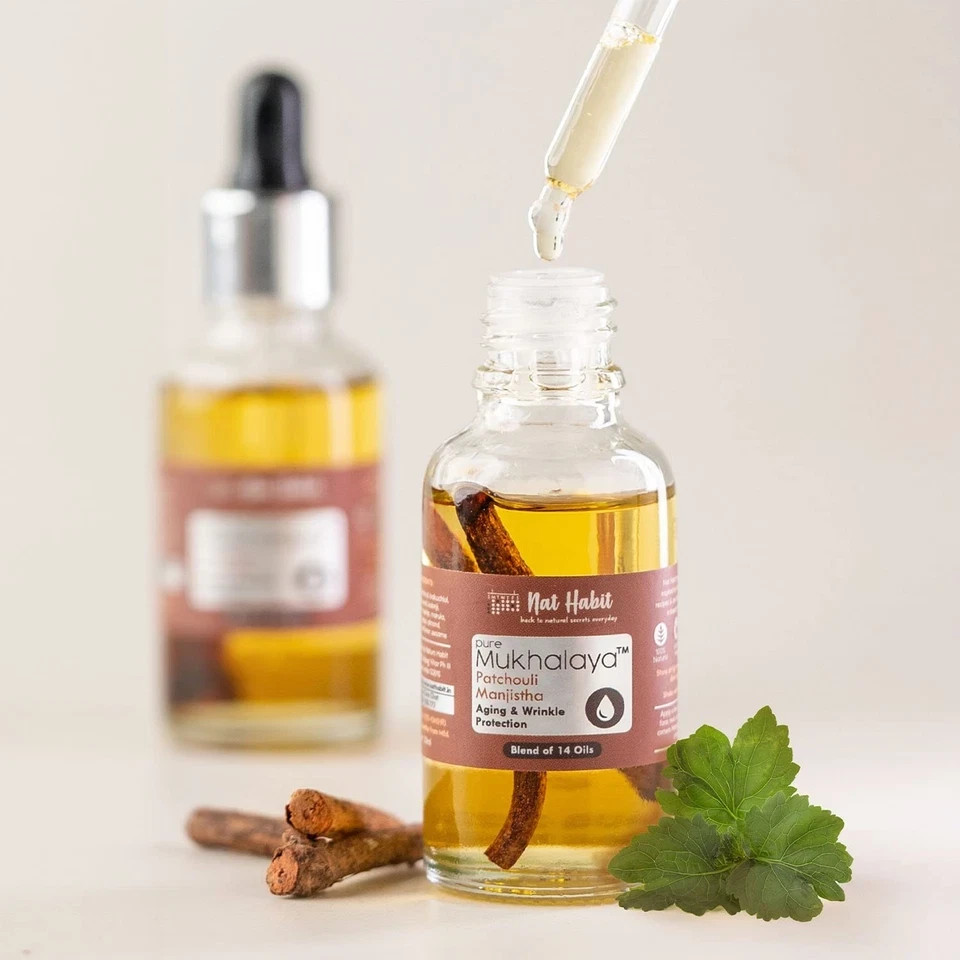 Nat Habit Patchouli Manjistha Mukhalaya Face Oil Mineral Oil or Chemicals 30ml