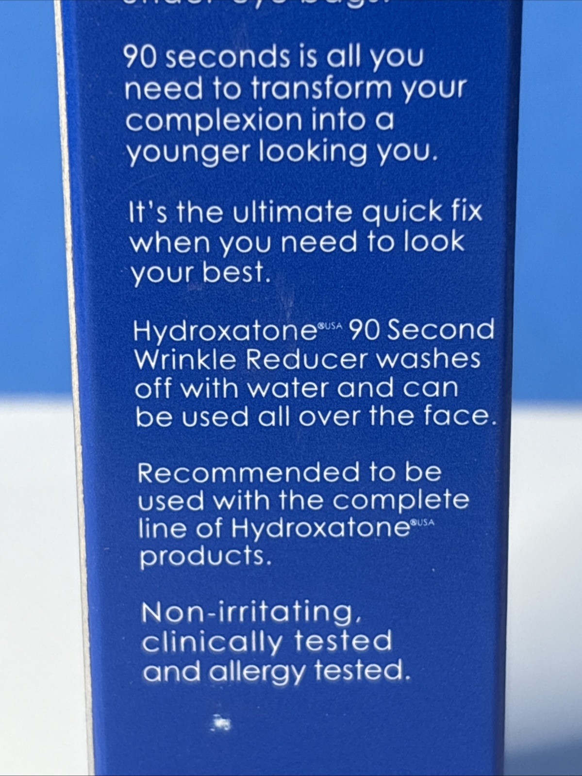 Hydroxatone 90 Second Wrinkle Reducer 0.33 Fl. Oz Tube Sealed – NEW 