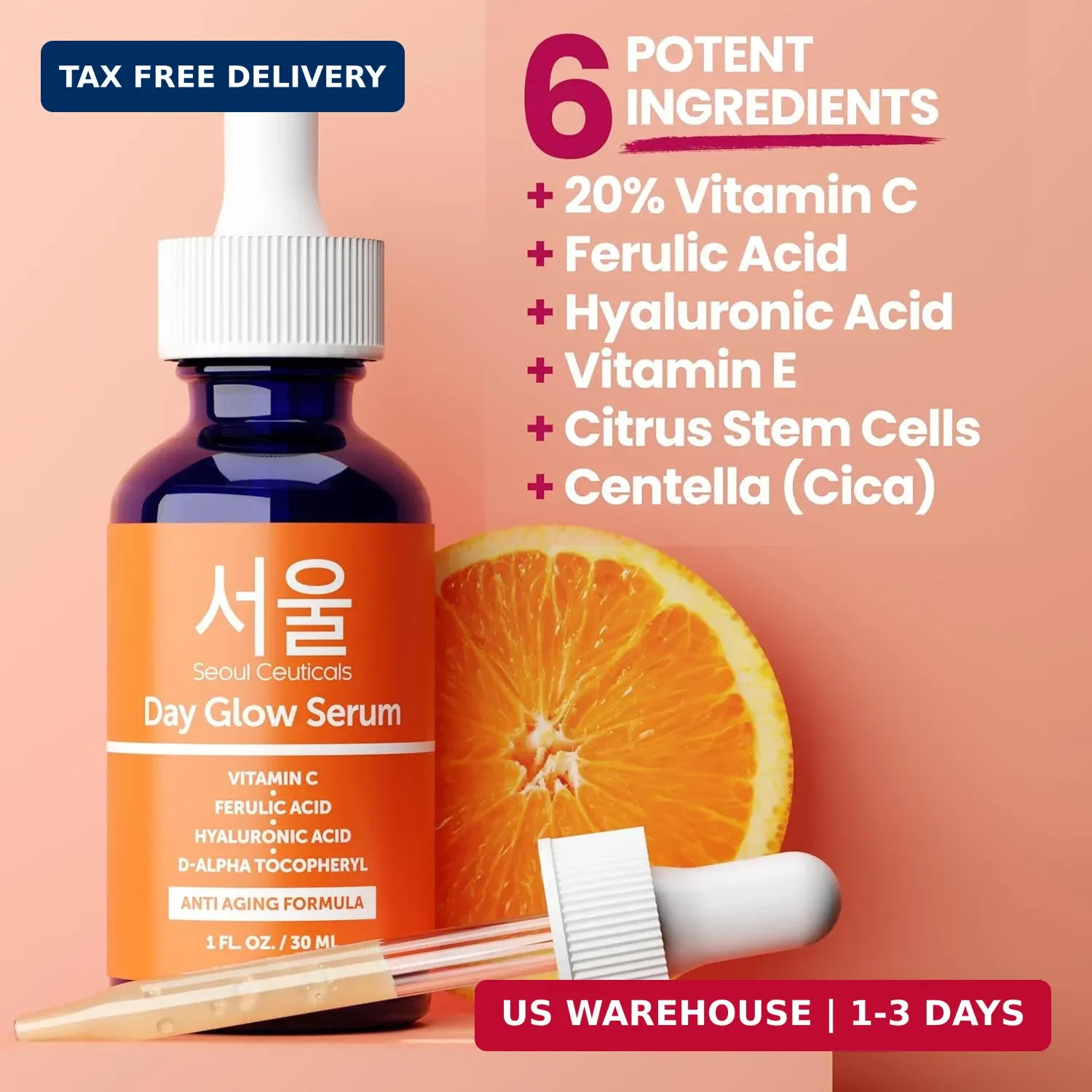 SeoulCeuticals Korean Skin Care Korean- 20% Vitamin C Hyaluronic Acid Serum + CE