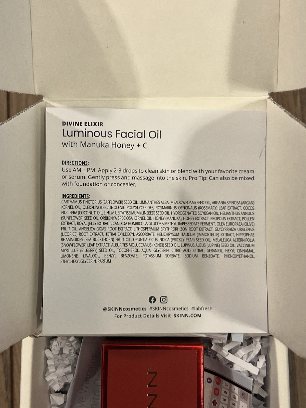 Skinn Divine Elixir Manuka Honey Luminous Skin Oil – 0.5 Oz New w/ Box Sealed