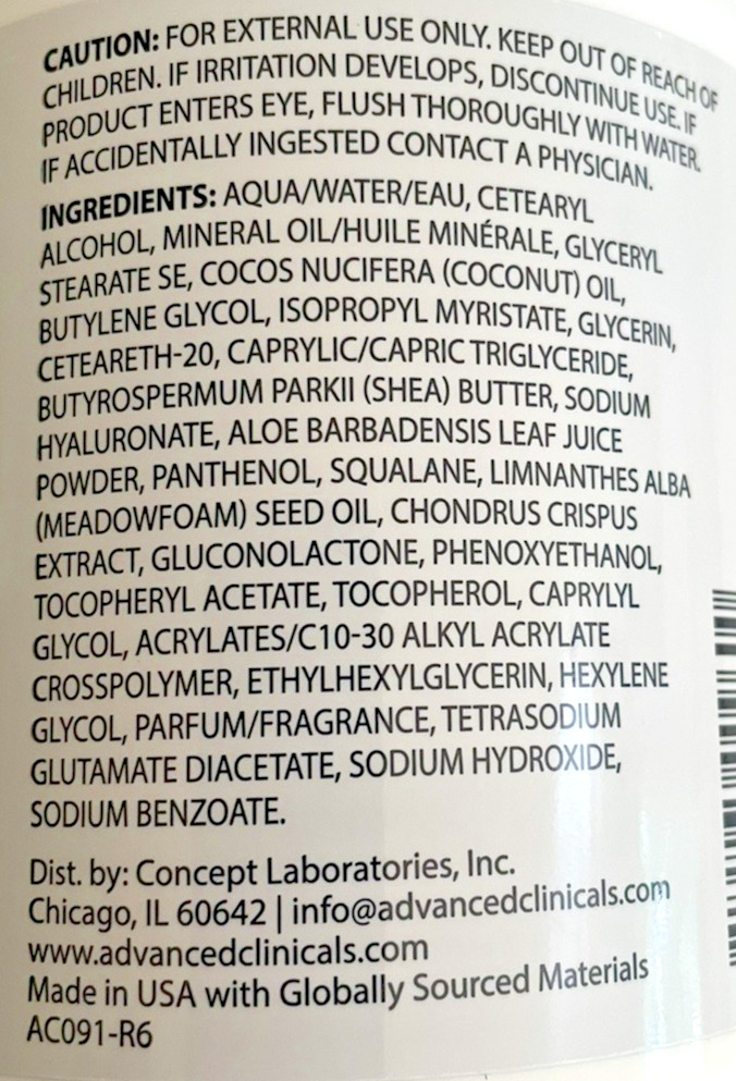 2 Pack! Advanced Clinicals Spa Size Hyaluronic Acid Cream Skin Hydrating 2 lbs