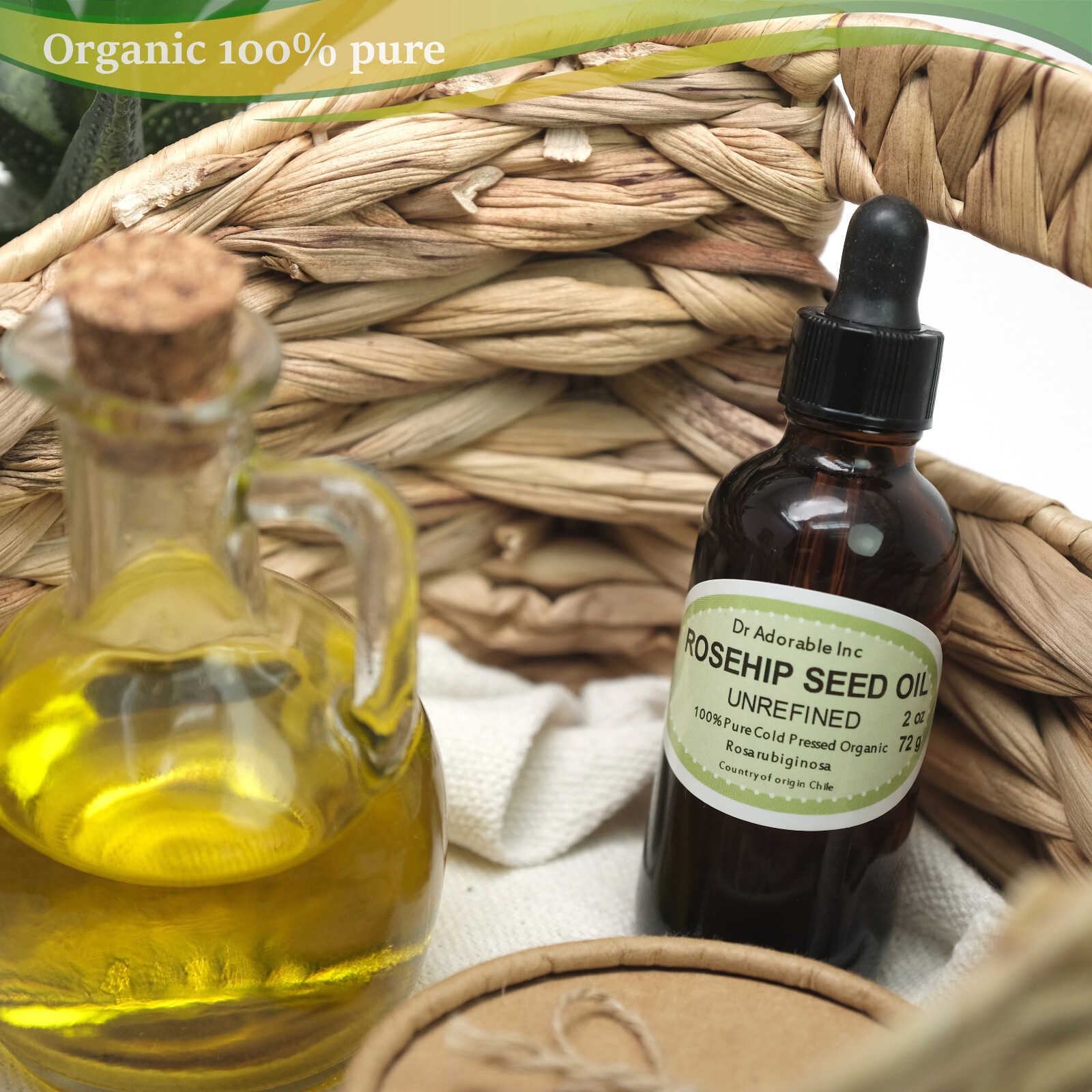 2 oz Glass Bottle 100% Rosehip Oil UNREFINED PURE ORGANIC Rose Hip Seed Oil