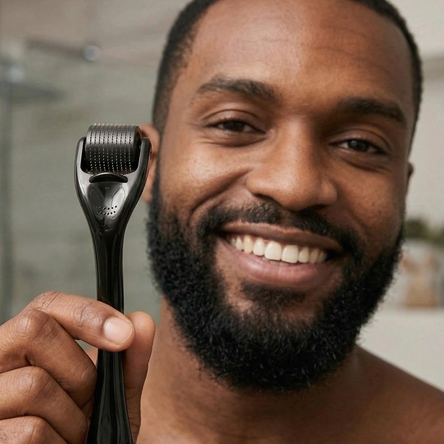 All-Black Titanium Derma Roller – Essential Beauty Tool for Daily Skincare