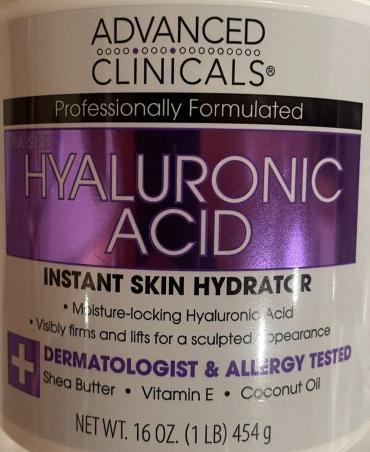 2 Pack! Advanced Clinicals Spa Size Hyaluronic Acid Cream Skin Hydrating 2 lbs