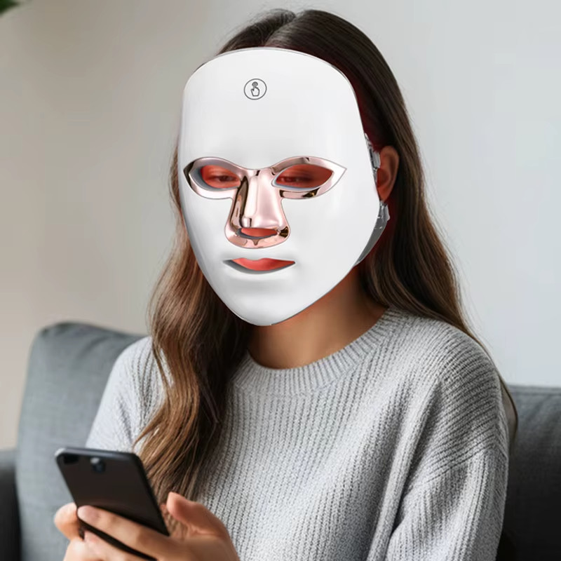 Red Light Therapy LED Face Mask Skin Care Anti Wrinkles Acne Reduction Rose Gold