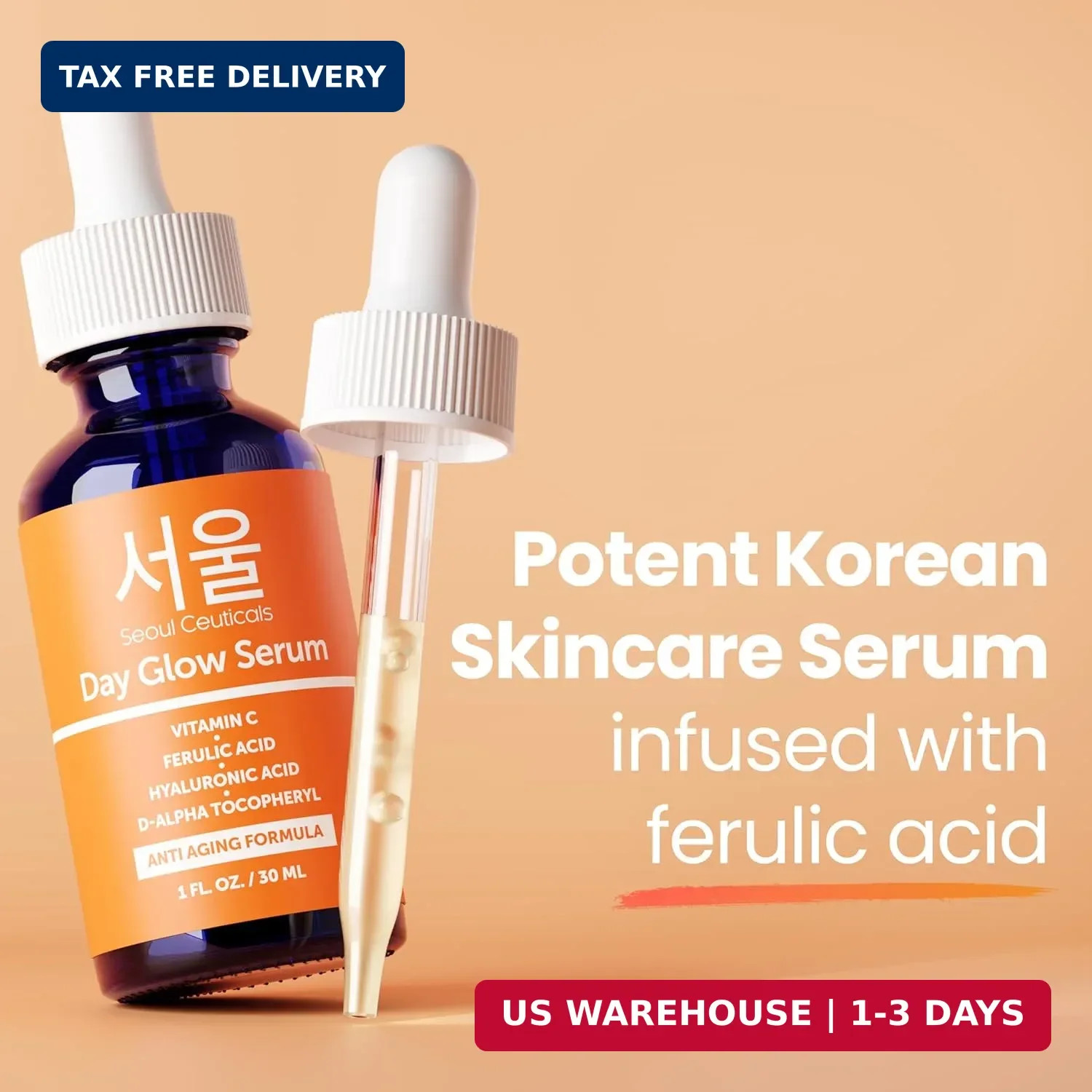 SeoulCeuticals Korean Skin Care Korean- 20% Vitamin C Hyaluronic Acid Serum + CE