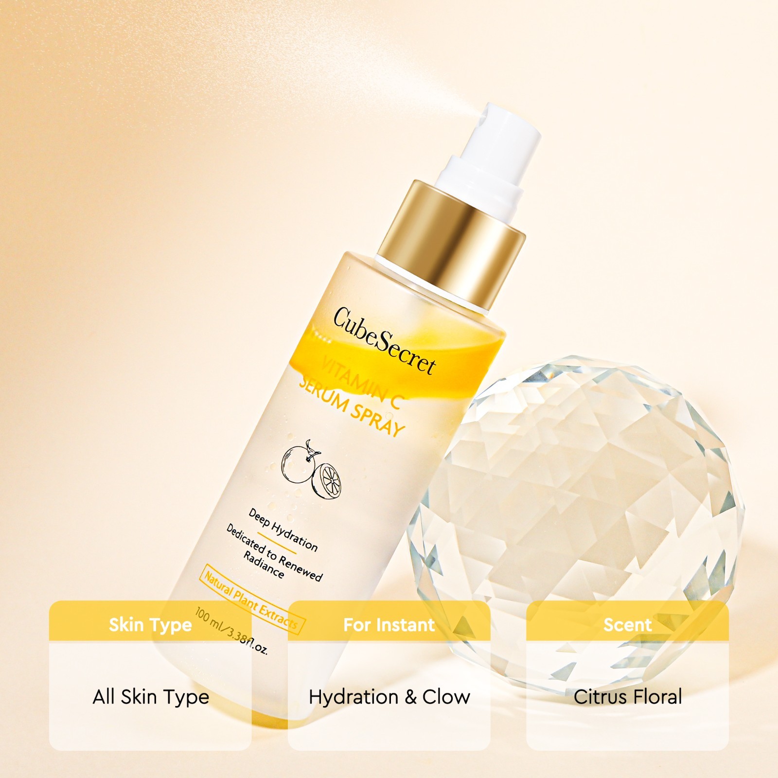 Vitamin C Serum Spray Facial Mist Lightweight Face Skincare Spray 3.38 oz