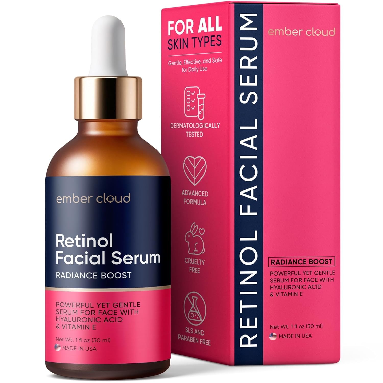 Retinol Serum for Face with Hyaluronic Acid, Vitamin E & Aloe Vera Anti-Aging Se