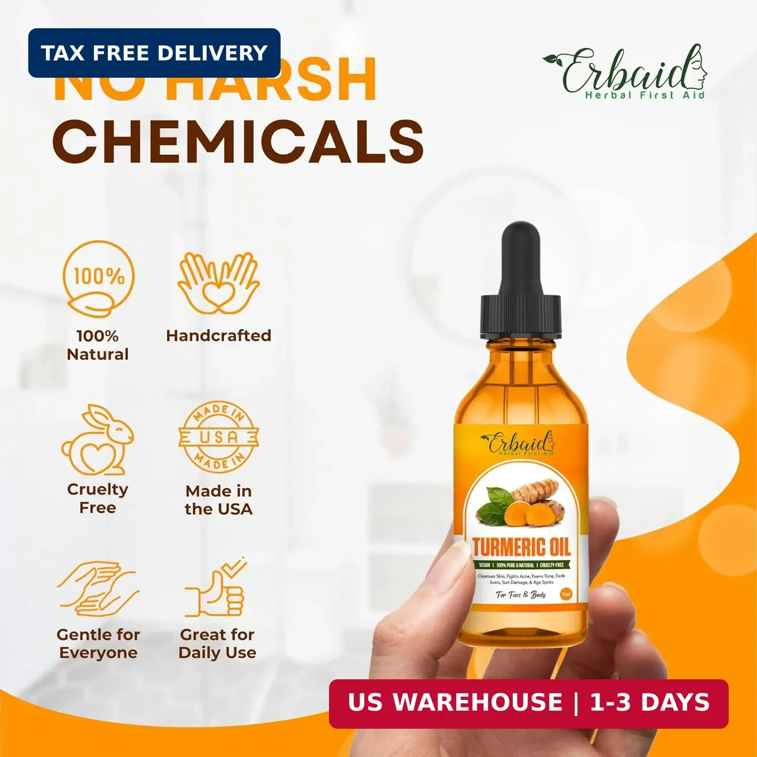 Turmeric Oil – Dark Spot Facial Serum for Face & Body – Natural Skin Brightening