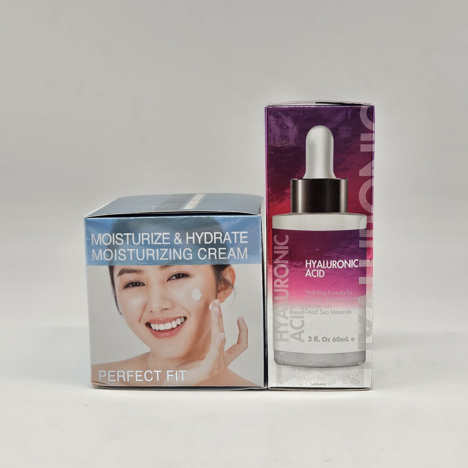 2 Piece Set HYALURONIC ACID WITH DEAD SEA SALTS Moisturizing Cream + Face Serum