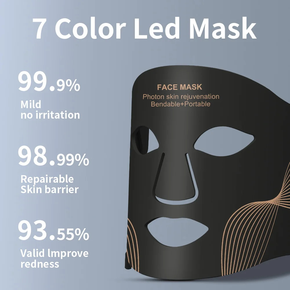 7-Color LED Light Therapy Face Mask, Silicone Skin Care Beauty Mask
