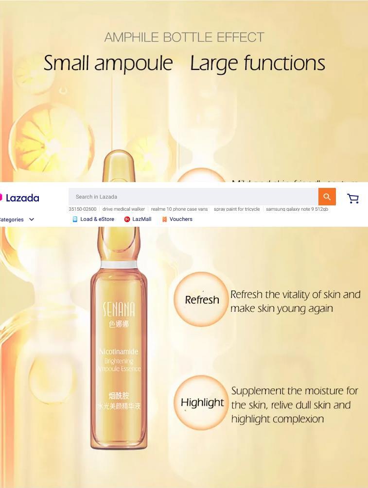 Senana Niacinamide Ampoule 7-Piece Serum Skin Whitening, Hydratting Anti-Aging