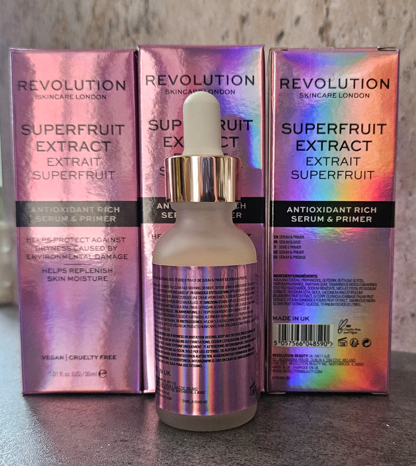 Lot Of 3 Revolution Superfruit Extract Serum Primer 1.05 oz each NIB!