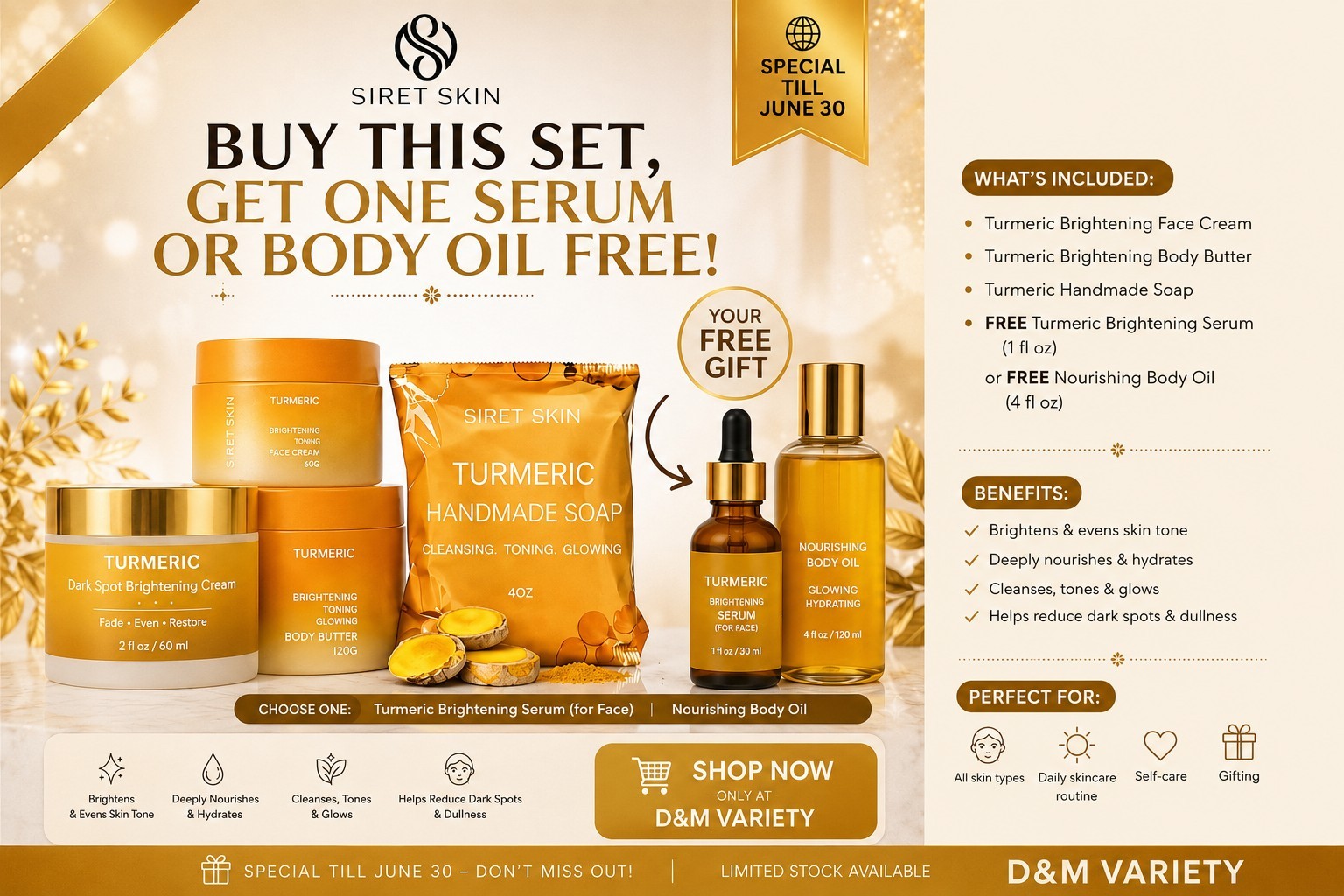 Siret Skin Turmeric Skincare Set – Buy Bundle, Get Free Serum or Oil