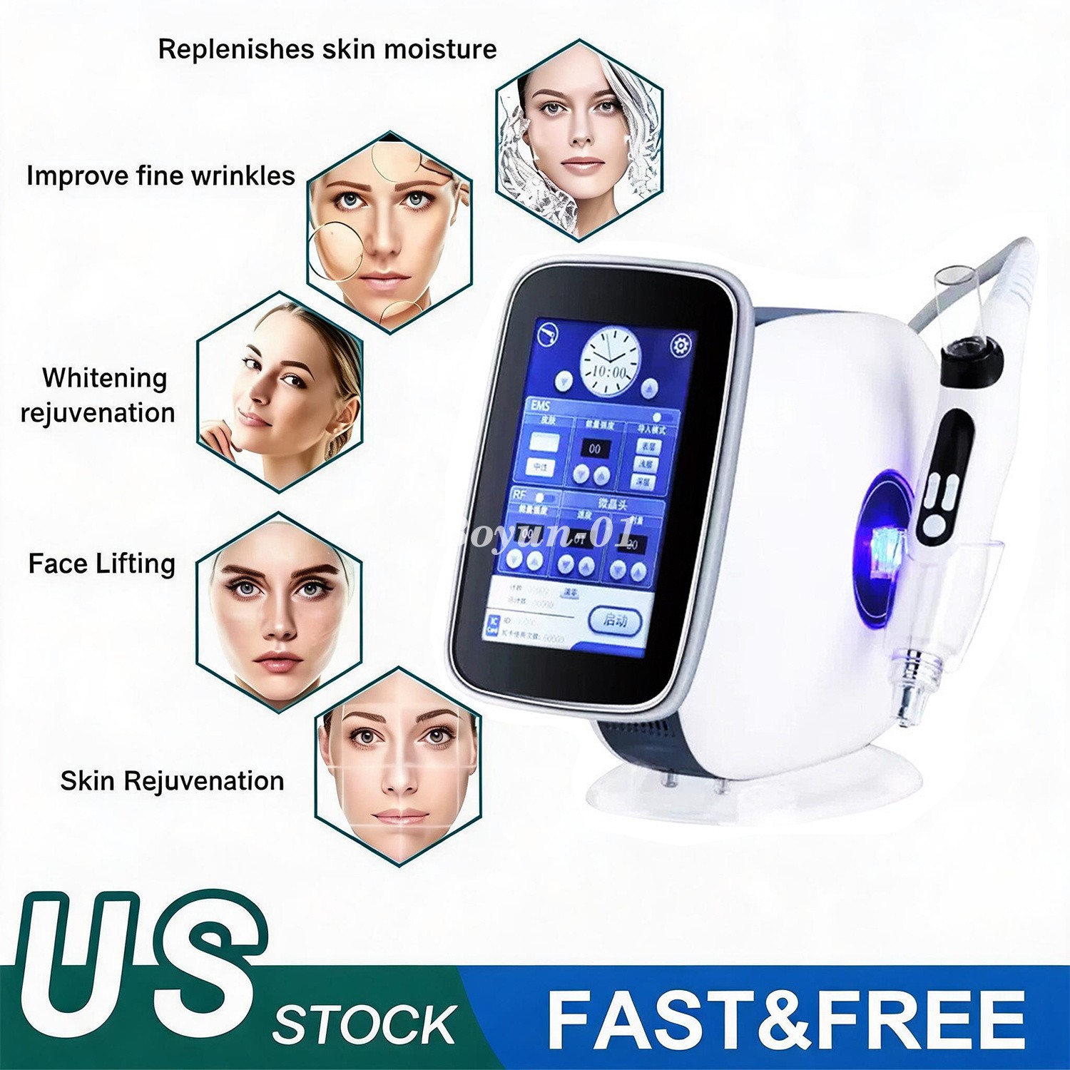 EMS RF No Needle Mesotherapy Gun Skin Care Machine for Face Lifting Anti Aging