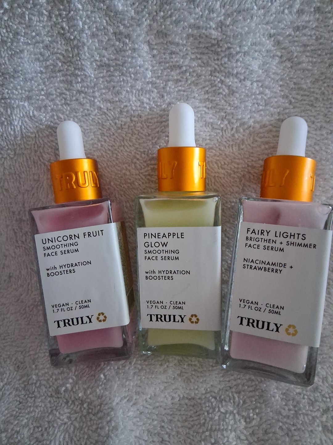 Truly Face Serum Bundle 1.7oz each Pineapple Glow,Fairy Lights,Unicorn Fruit