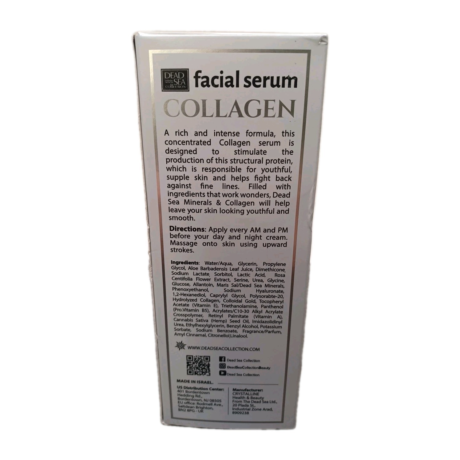 Dead Sea Collection MINERALS Collagen AntiWrinkle Facial Serum FIRM TONE HYDRATE