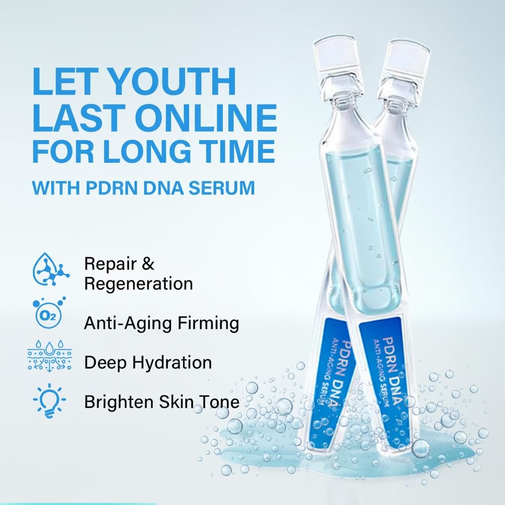 PDRN Salmon DNA Serum, Anti-Aging & Hydration, Collagen, Glutathione, 30 Vials