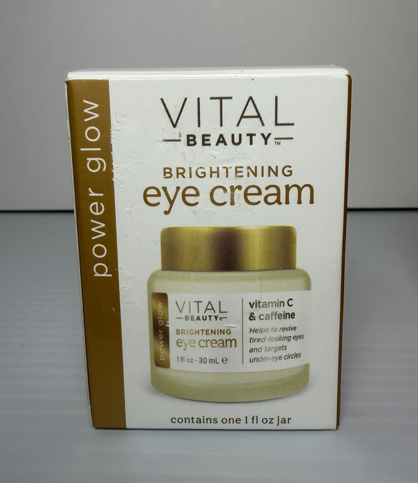 Vital Beauty Brightening Eye Cream Power Glow Ant-aging Vitamin C Caffeine 1 oz