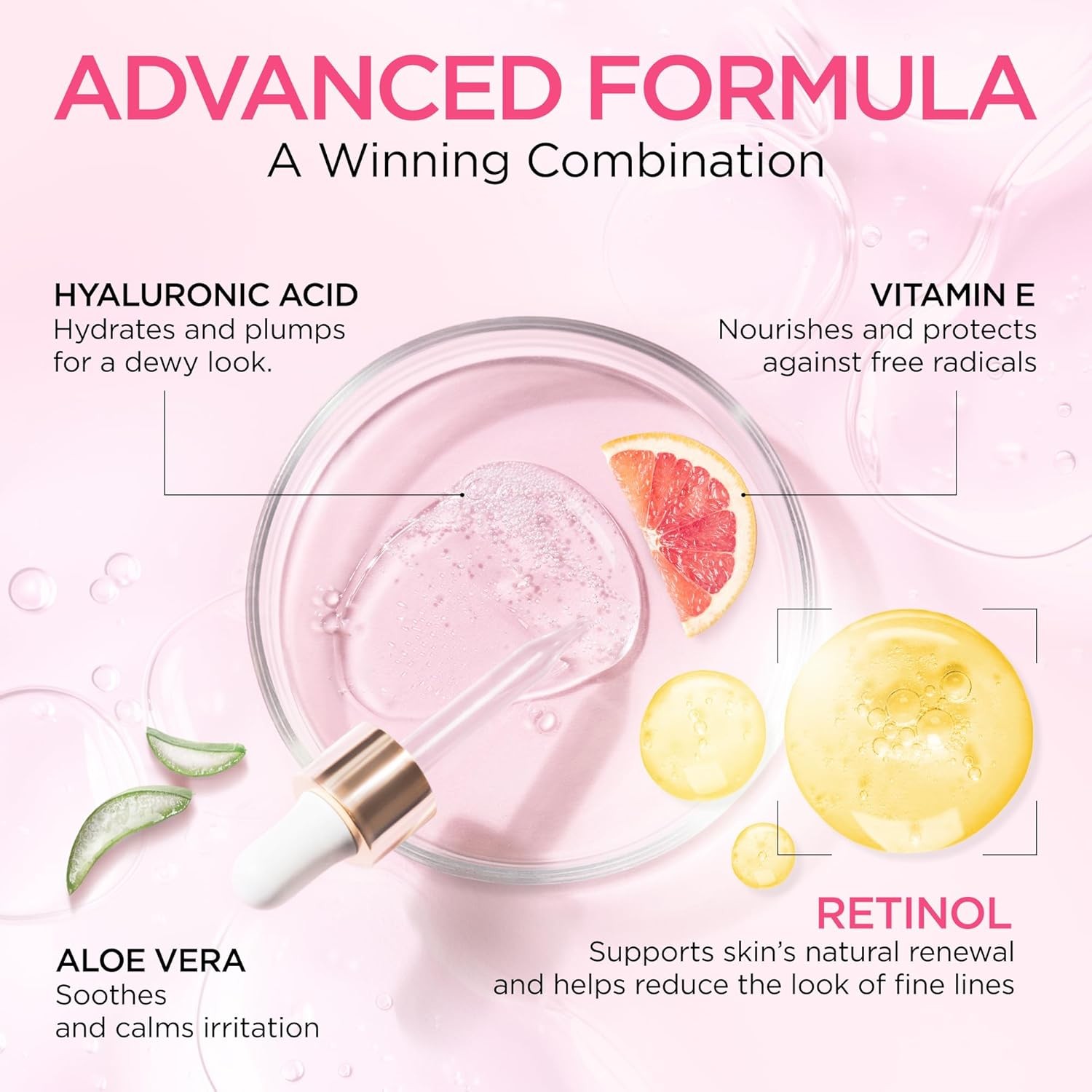 Retinol Serum for Face with Hyaluronic Acid, Vitamin E & Aloe Vera Anti-Aging Se