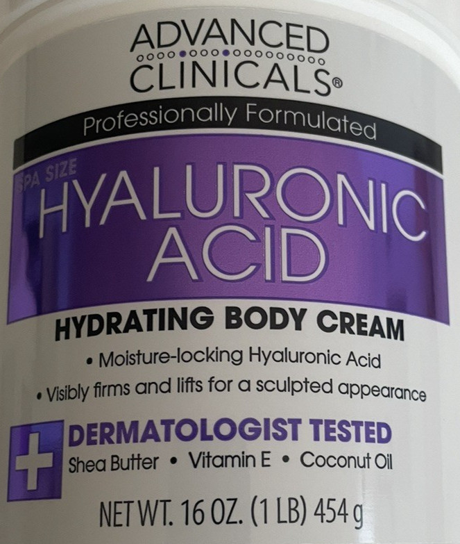 2 Pack! Advanced Clinicals Spa Size Hyaluronic Acid Cream Skin Hydrating 2 lbs