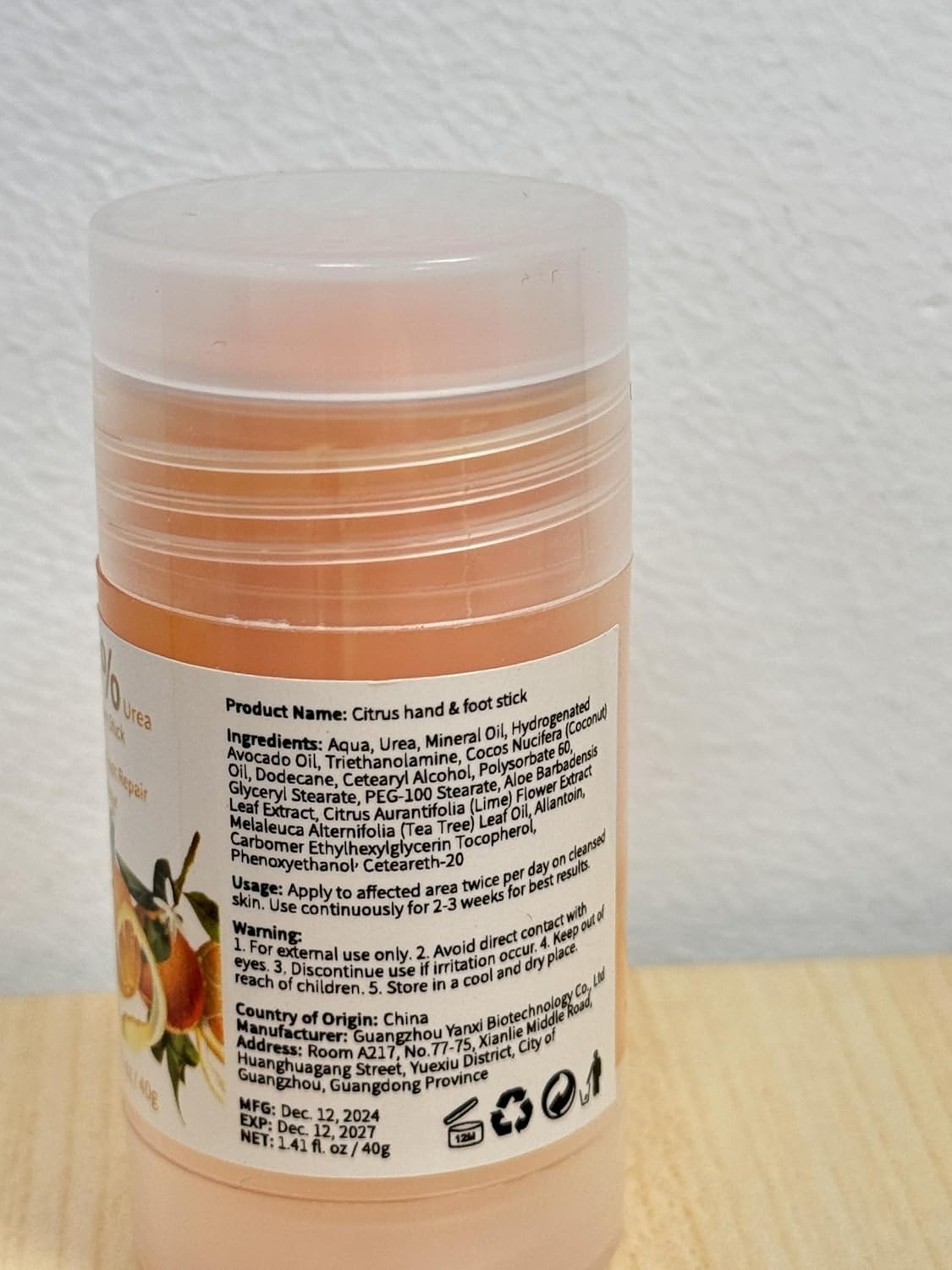 Travel-Friendly Urea Foot Cream Stick – Hydrate & Soften with Citrus Freshness