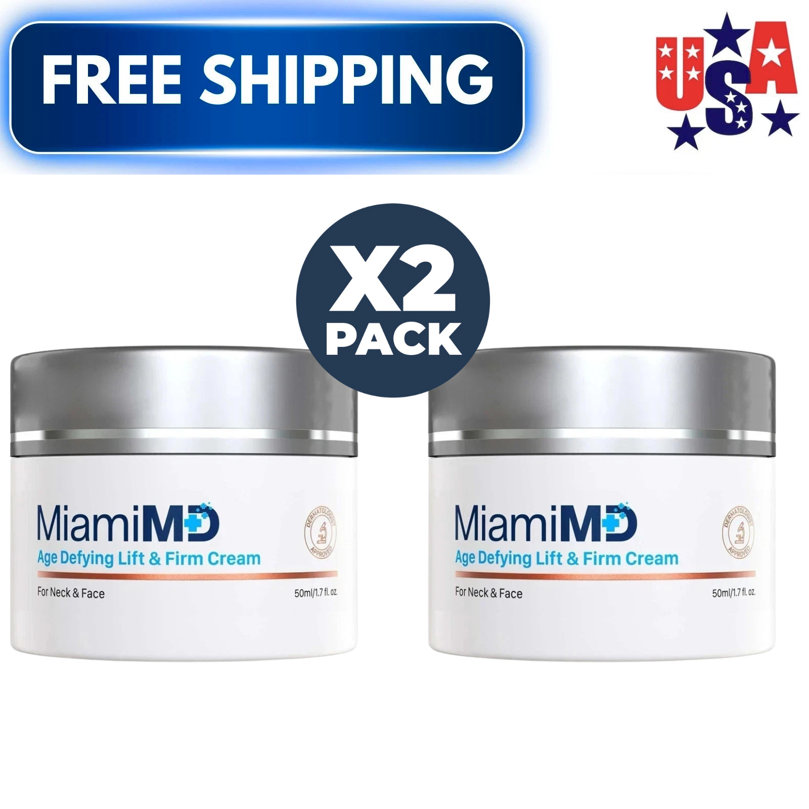 MiamiMD (Miami MD) Age Defying Lift & Firm Cream For Neck And Face – 50ml 2 pack