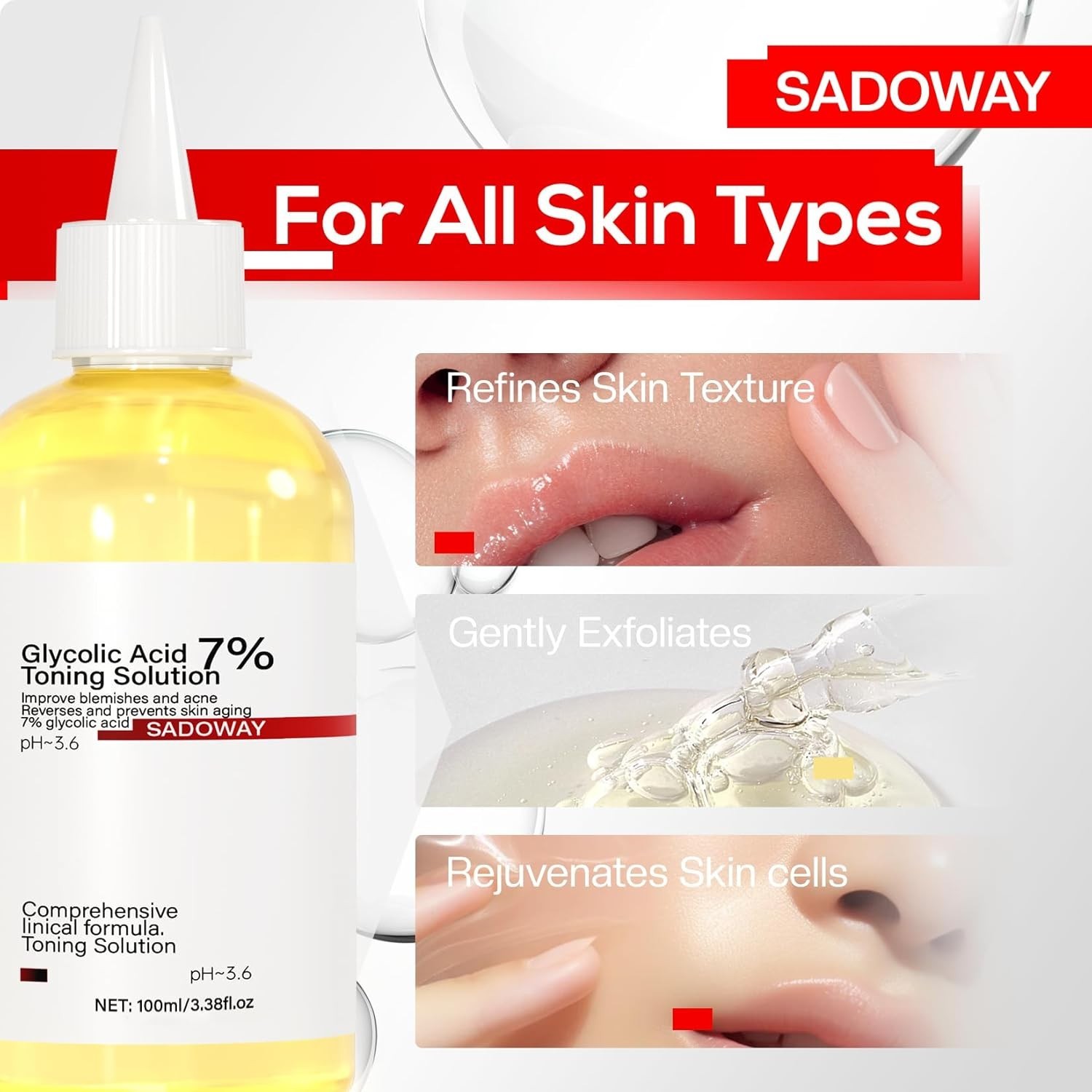 Glycolic Acid 7% Toning Resurfacing Solution New 100ml Remove Acne Moisturizer