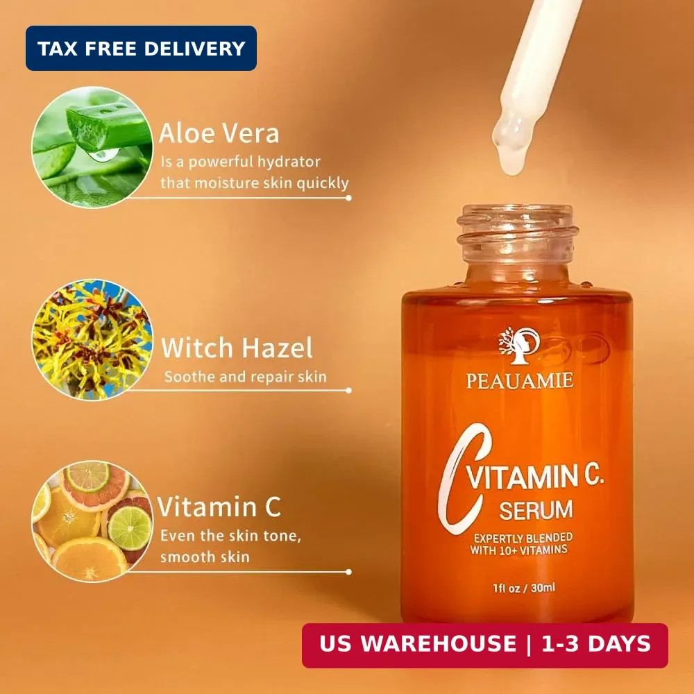 Peauamie Vitamin C Serum for Face Anti Aging with 2%Hyaluronic Acid and 1%Retino