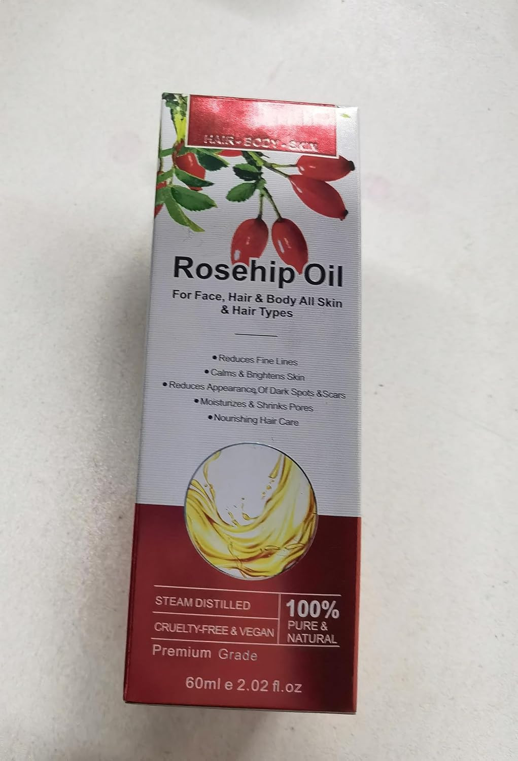 Rosehip Oil for Face, Rose Hip Oil Organic Rosehip Seed Oil 100% Pure Cold Press