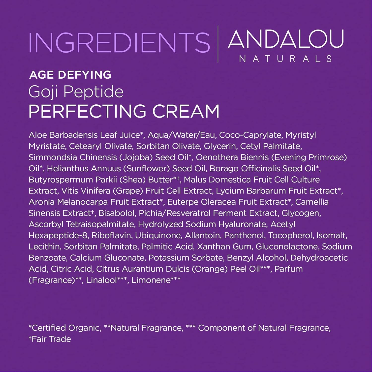 Andalou Naturals Goji Peptide Perfecting Cream, Age 1.7 Ounce (Pack of 1)