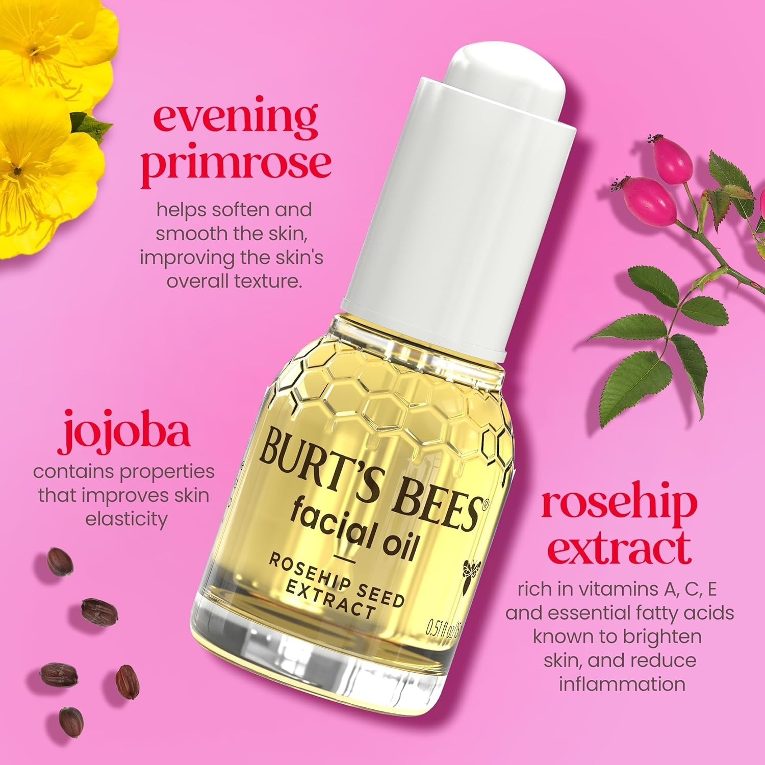 Burt’s Bees Rejuvenating Facial Oil with Rosehip Seed Extract 0.51 oz