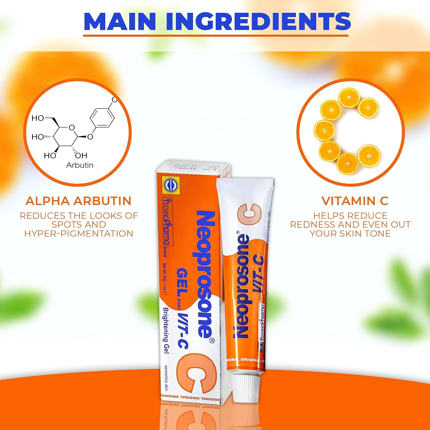 Neoprosone, Vitamin C Gel – 1 Fl oz / 30 ml – Brightening Gel Cream for Neck, Fa